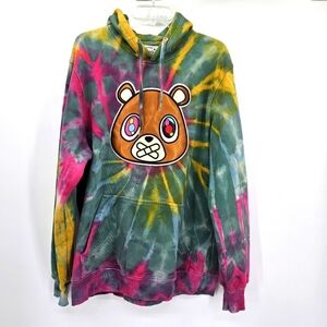 Tie dye bear pullover hoodie unisex size XL